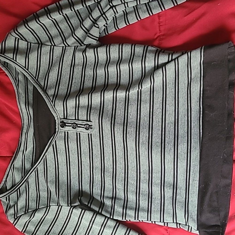 Green and Black Stripped Cropped Top